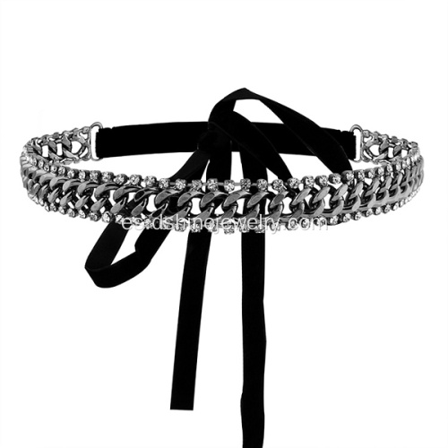 Diamantes de imitación de cristal collar de gargantilla de terciopelo para la joyería de las mujeres